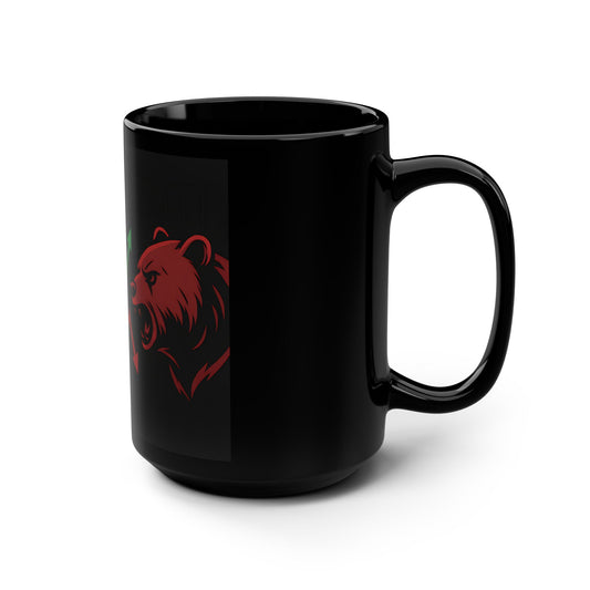 Stock Market Bull and Bear 15oz Black Coffee Mug