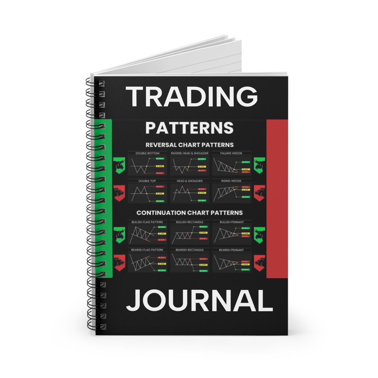 Trading Patterns Journal — Spiral Notebook for Stock & Forex Charting