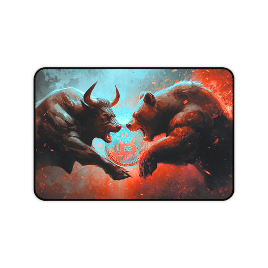 Crypto Bull vs Bear Desk Mat — Gaming Mousepad with Bitcoin Battle Artwork