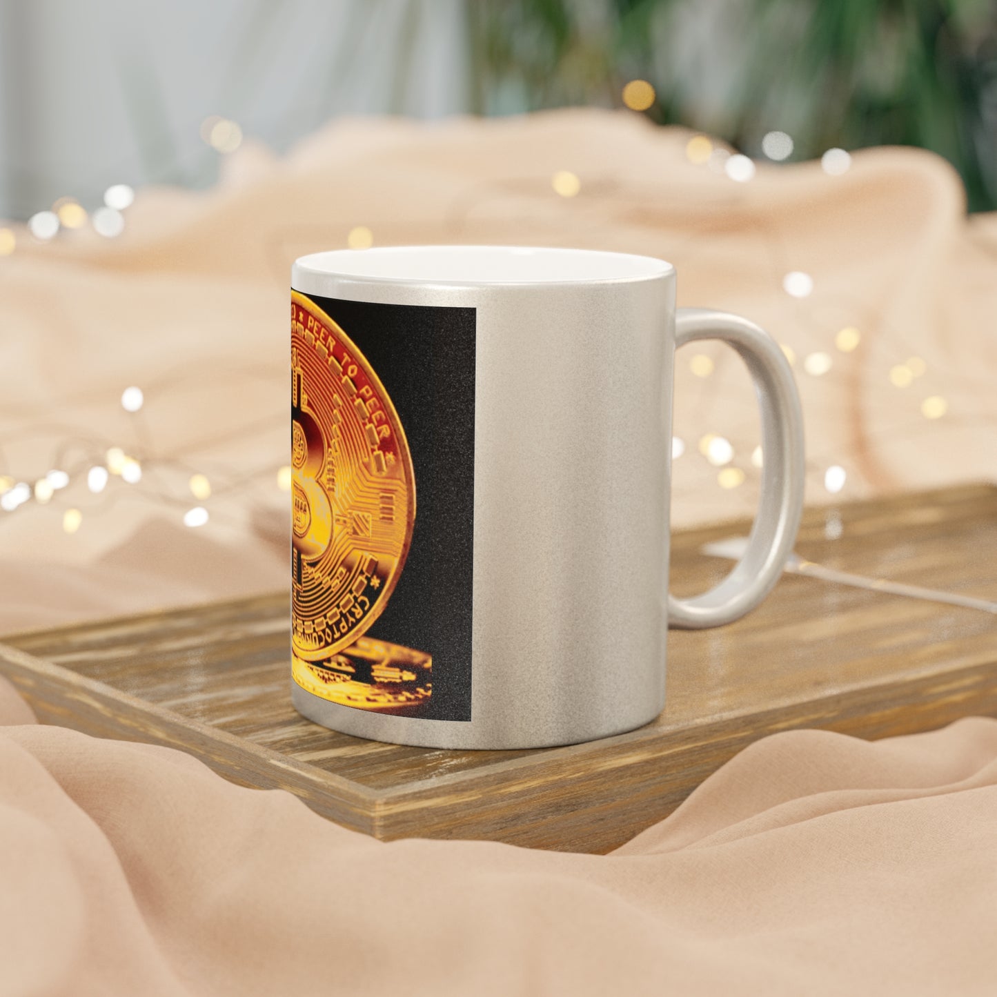 Bitcoin Gold Metallic Mug – Gold Coin Crypto Coffee Cup
