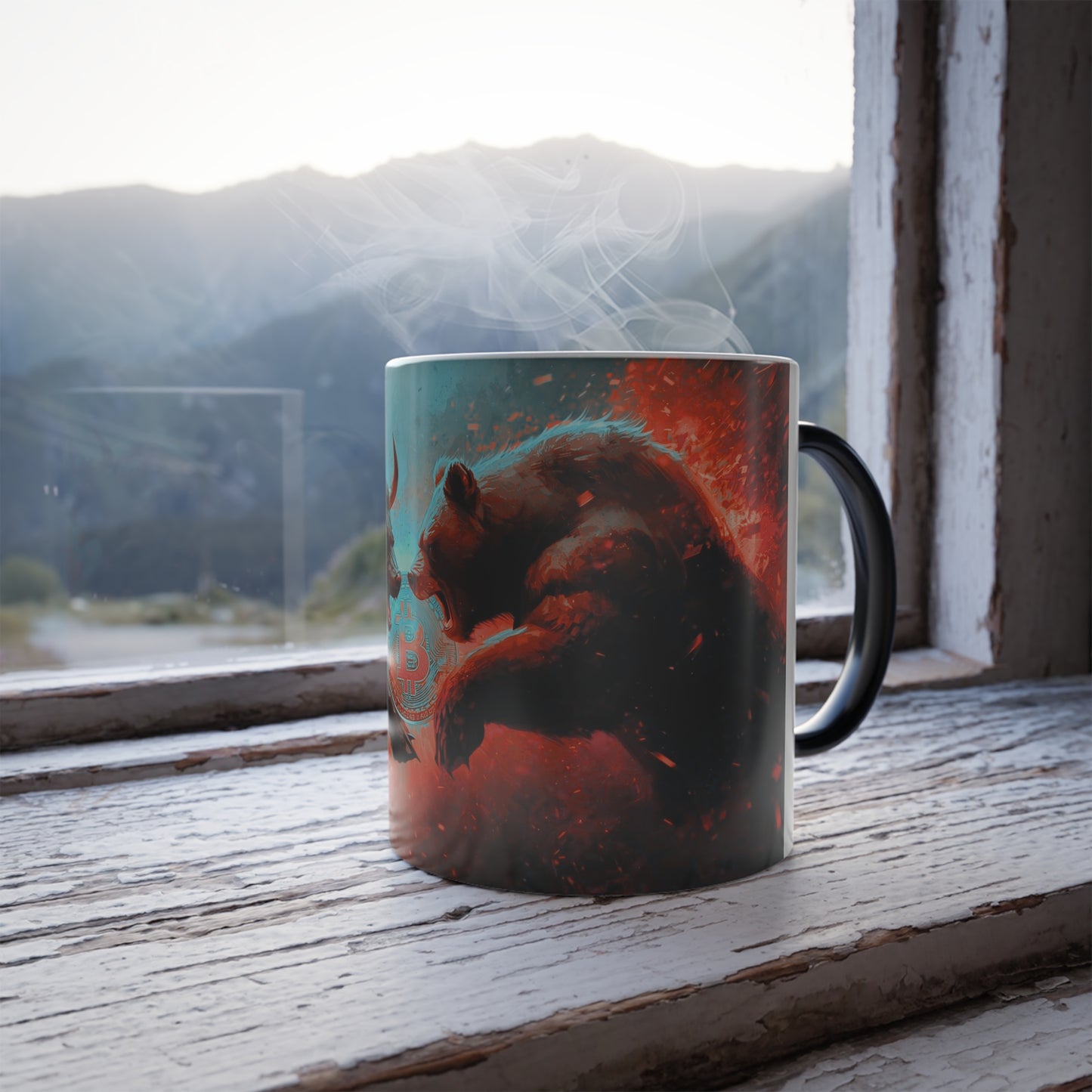 Color-Changing Crypto Mug — Bull vs Bear Bitcoin Design (11oz)