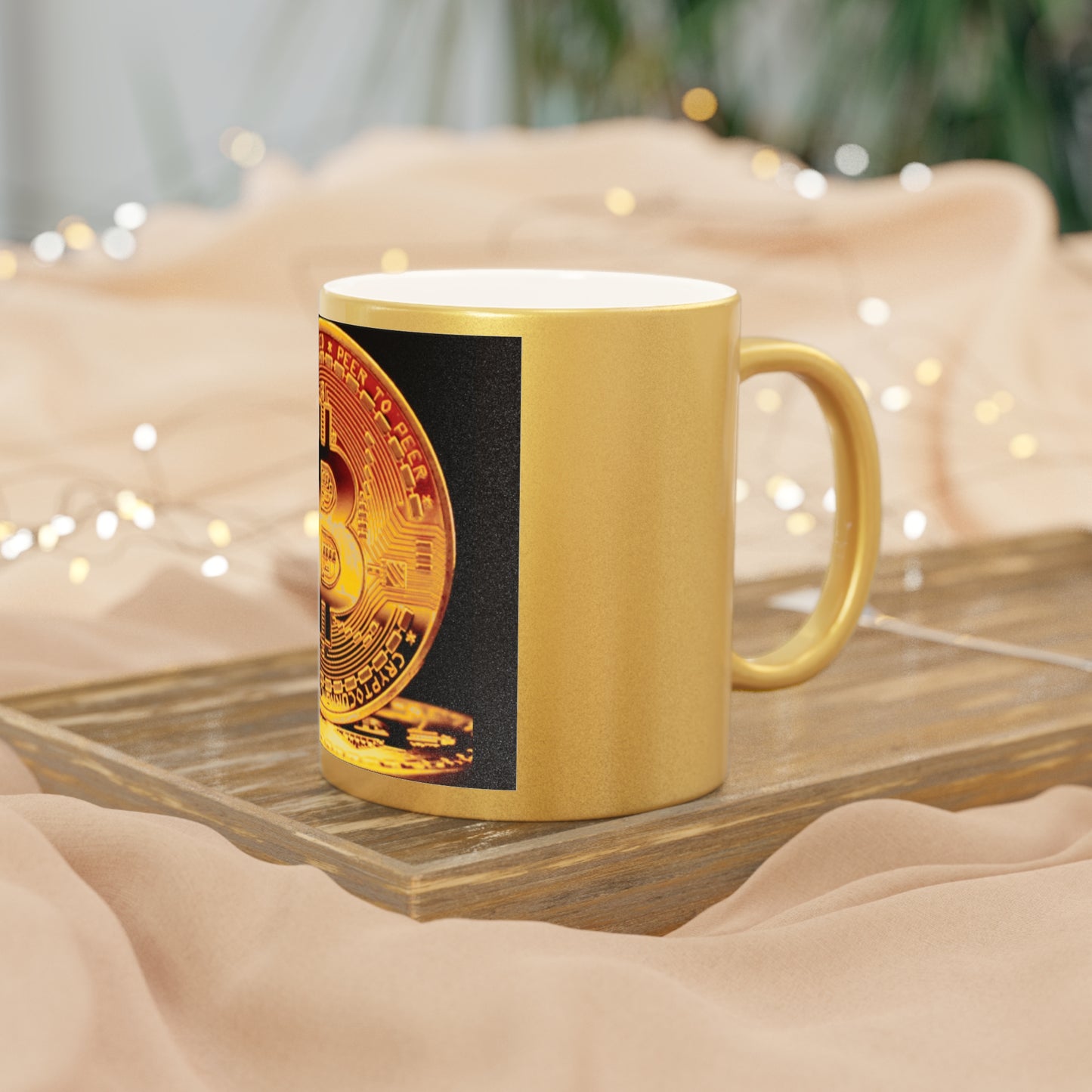 Bitcoin Gold Metallic Mug – Gold Coin Crypto Coffee Cup