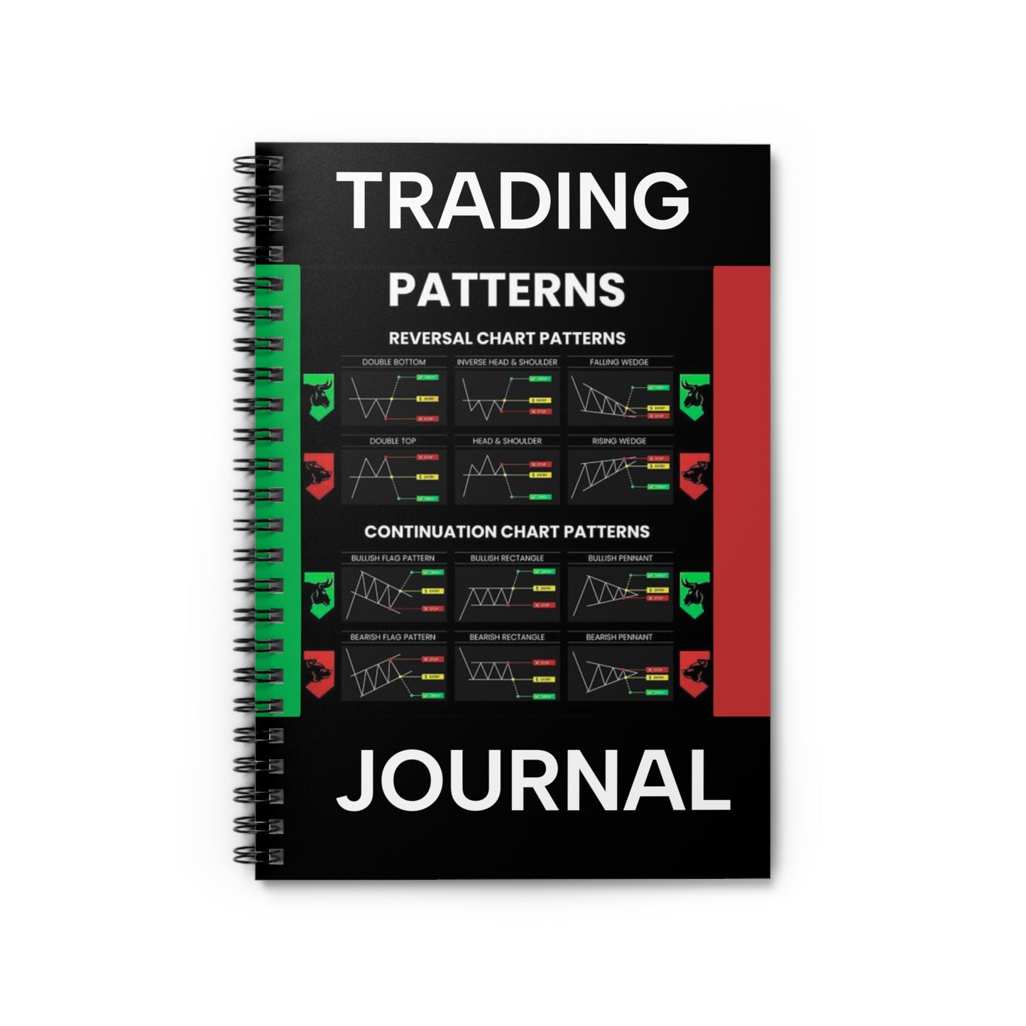 Trading Patterns Journal — Spiral Notebook for Stock & Forex Charting
