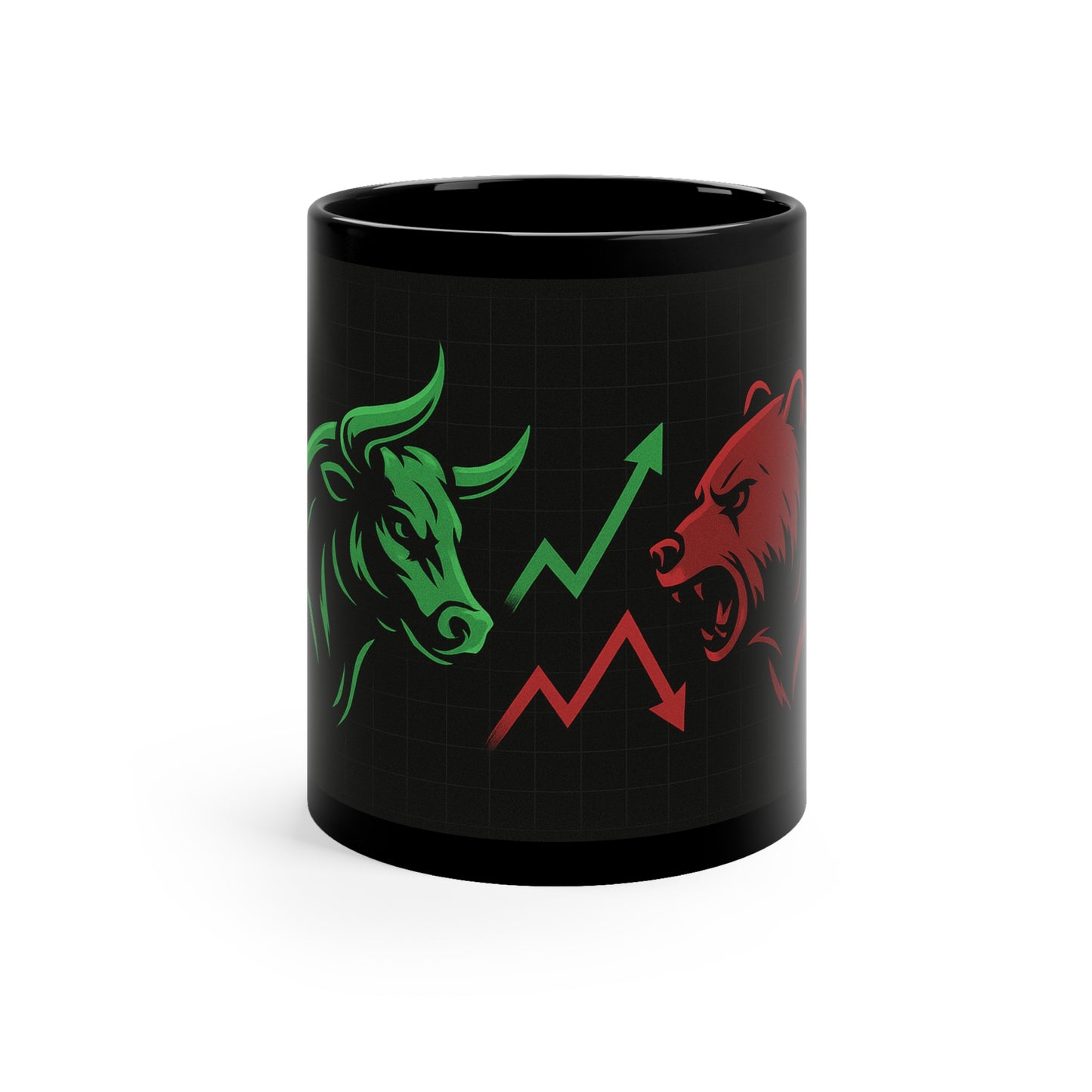 Stock Market Bull vs Bear Coffee Mug — 11oz Black Trading Mug