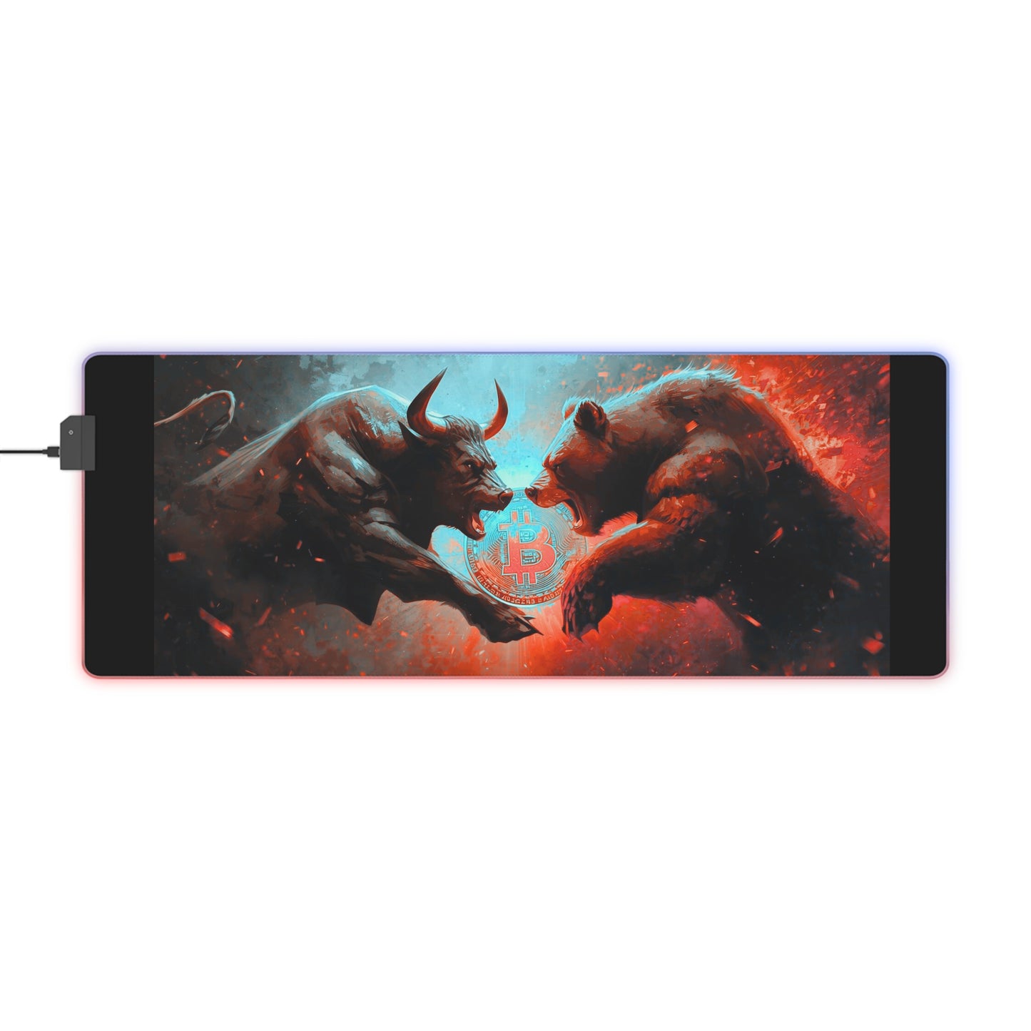 Bull vs Bear LED Gaming Mouse Pad — RGB XXL Desk Mat