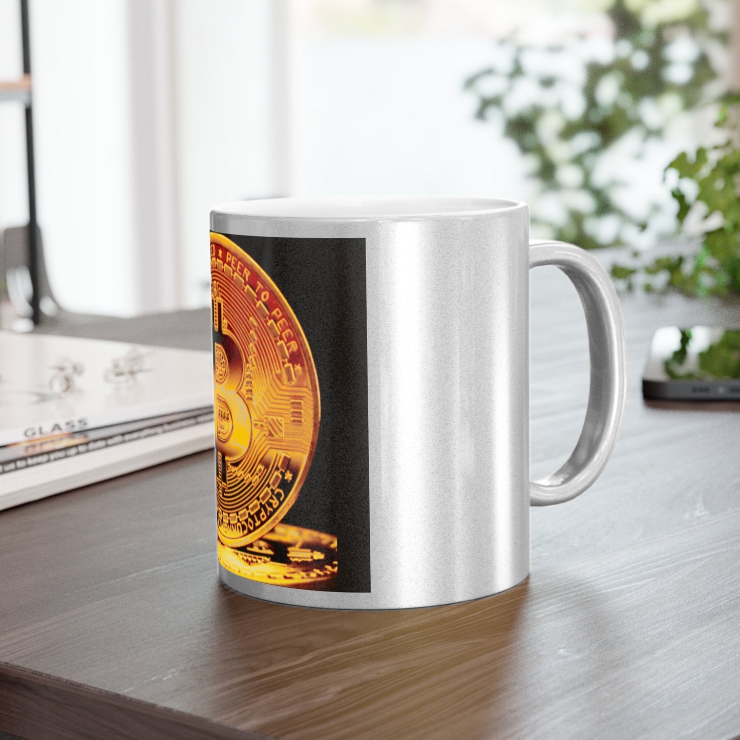Bitcoin Gold Metallic Mug – Gold Coin Crypto Coffee Cup