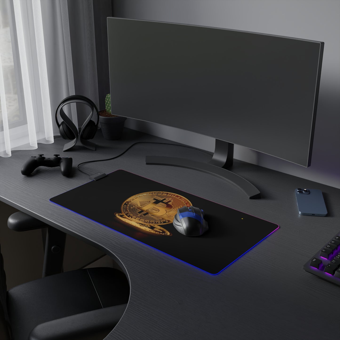 Bitcoin RGB LED Gaming Mouse Pad