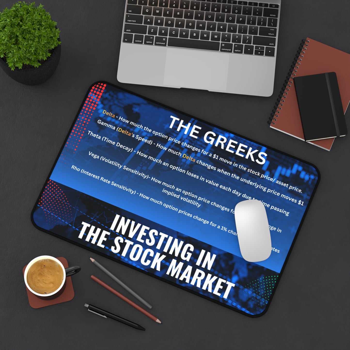 Options Trading Mouse Pad - The Greeks Study Guide